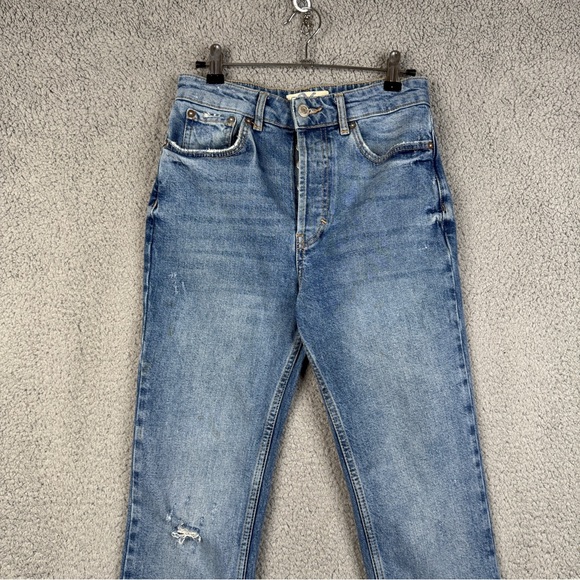 We The Free Jeans Womens 26 Med Wash High Rise Split Hem Full Length 70s Bootcut - Picture 4 of 16